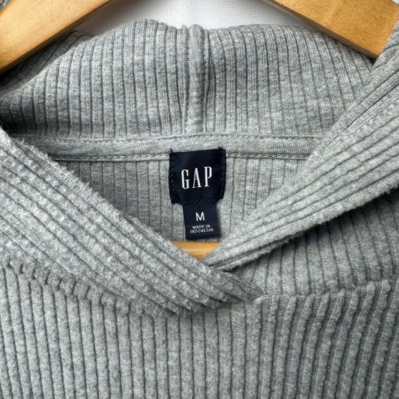 GAP Gray Ribbed Knit Hoodie SizeM - Picture 2 of 5